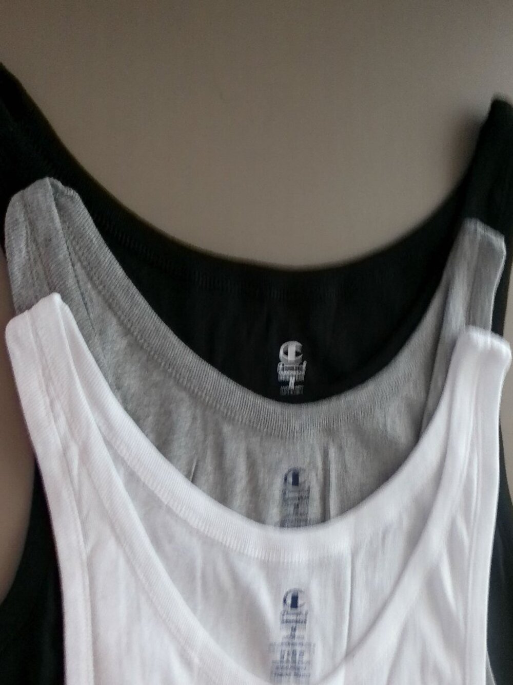 CHAMPION (3) Piece Athletic Tanks Black Gray & White NWOT M